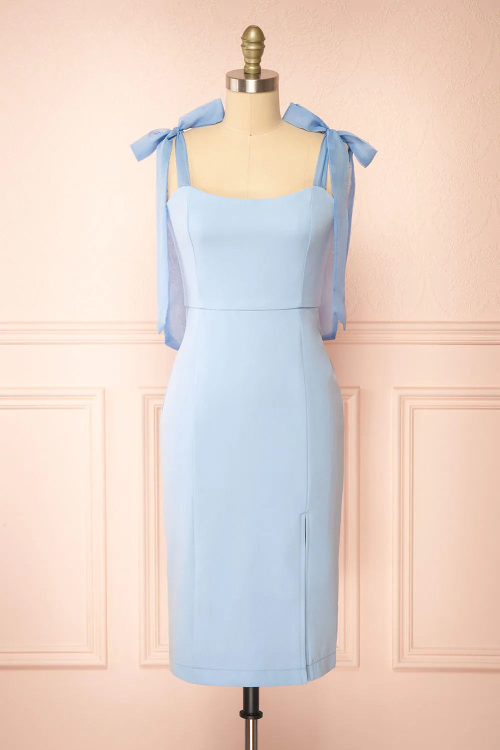 Claudy | Short Blue Dress w/ Bow Straps sold by Boutique 1861