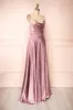Moira Mauve | Cowl Neck Satin Maxi Dress w/ High Slit sold by Boutique 1861
