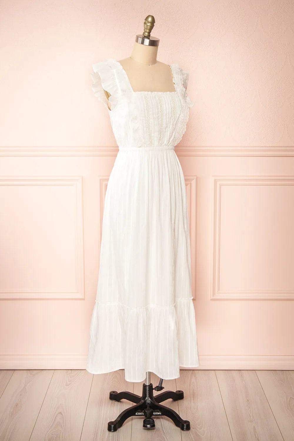 Leonora Ivory | Midi Dress w/ Ruffles & Lace sold by Boutique 1861 product image thumbnail 4