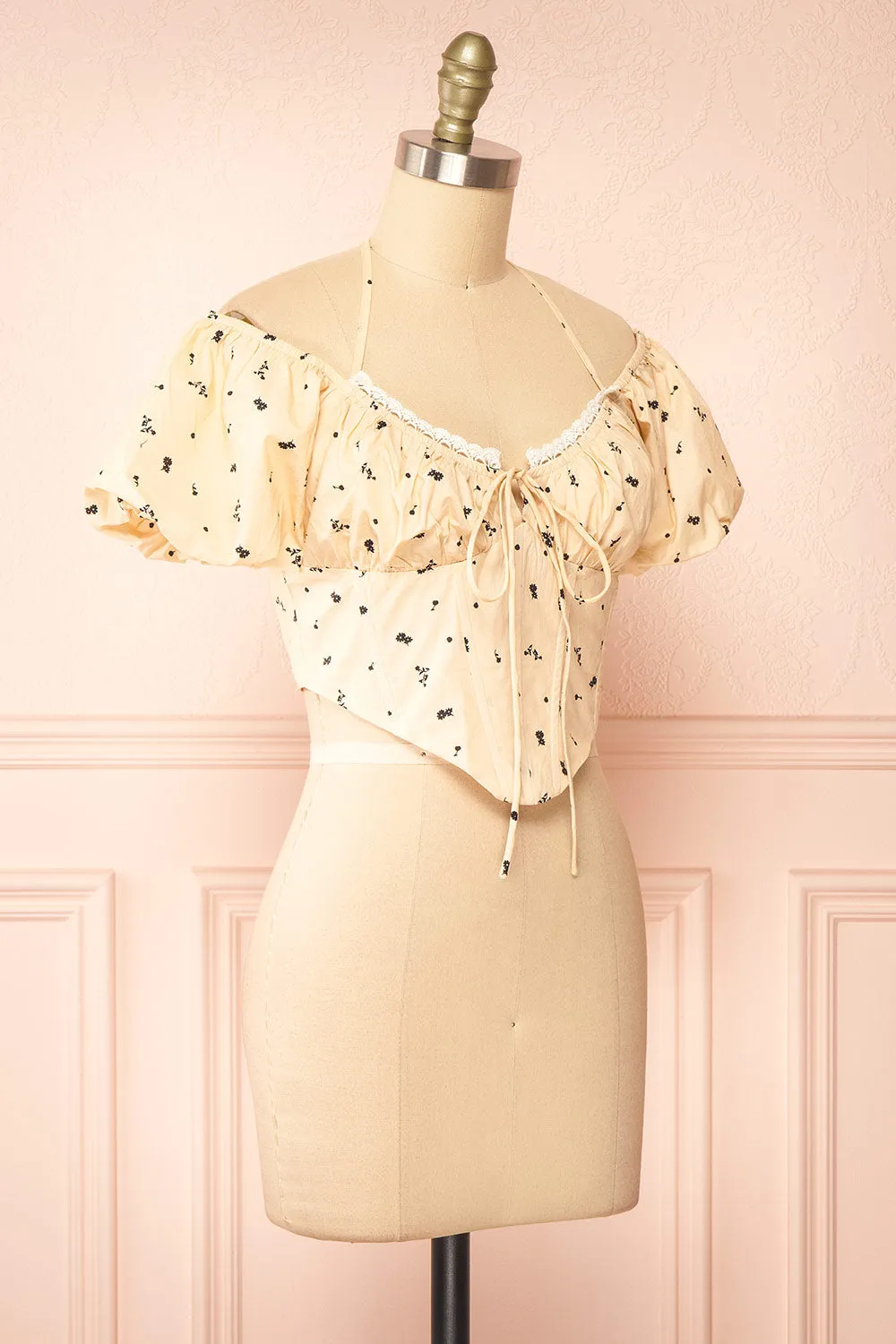 Howleen | Beige Floral Bustier Top sold by Boutique 1861 product image thumbnail 3