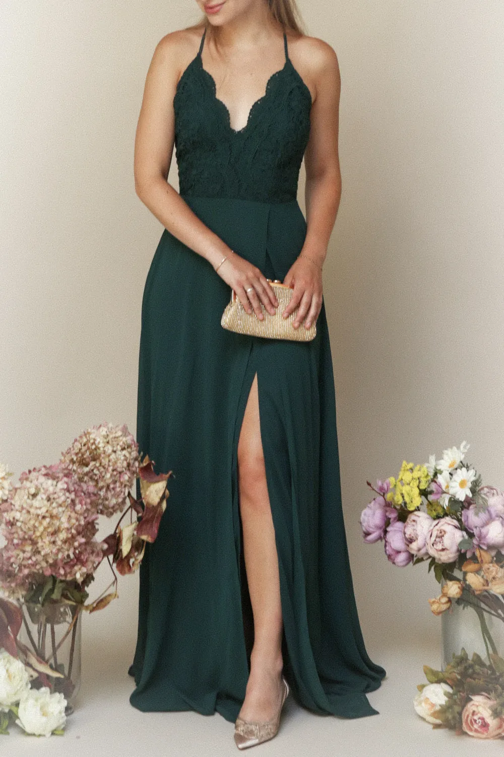 Fabia Green | Lace & Chiffon Maxi Dress sold by Boutique 1861 product image thumbnail 2