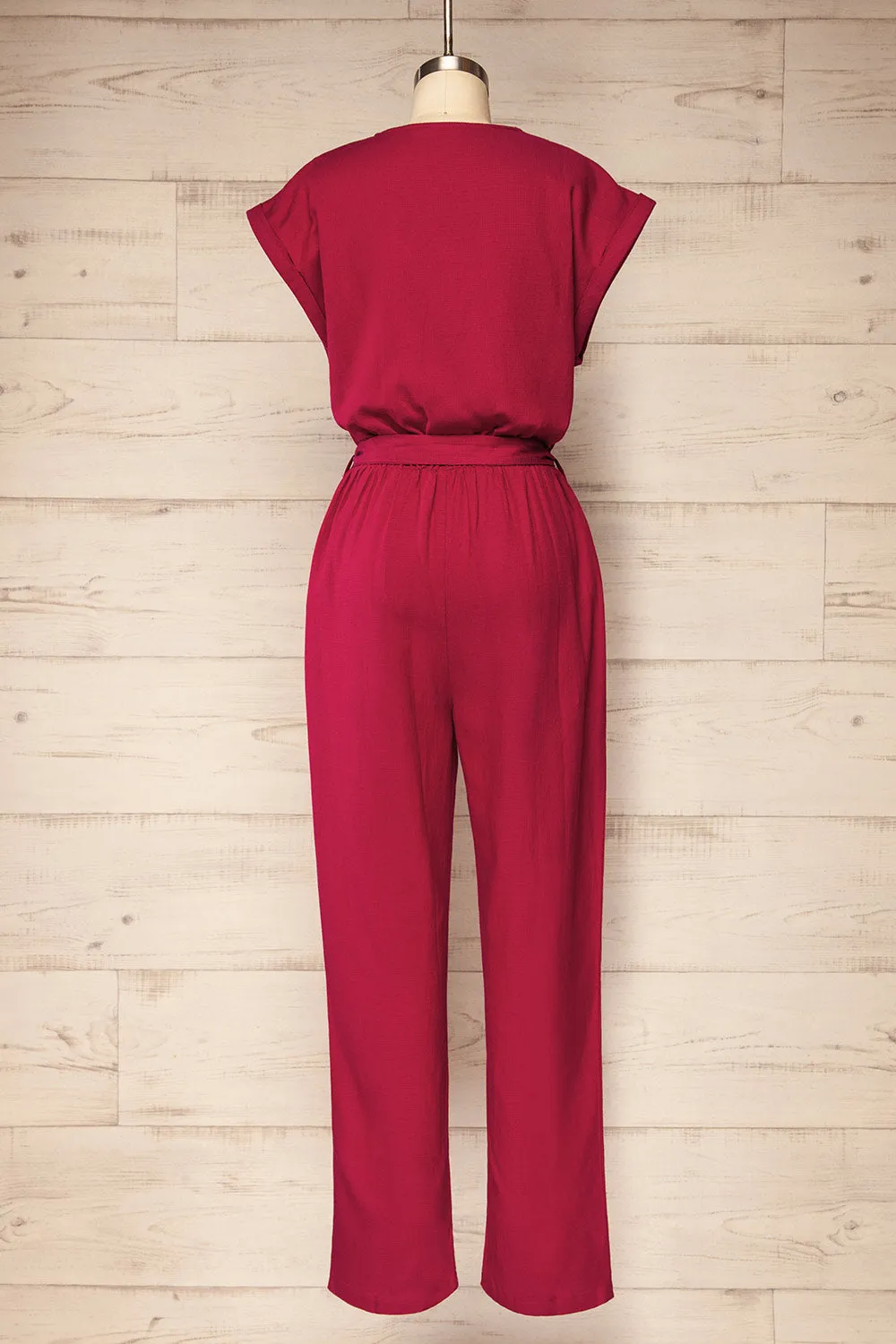 Aisling | Red Loose Fitting Jumpsuit w/ Belt sold by Boutique 1861 product image thumbnail 5