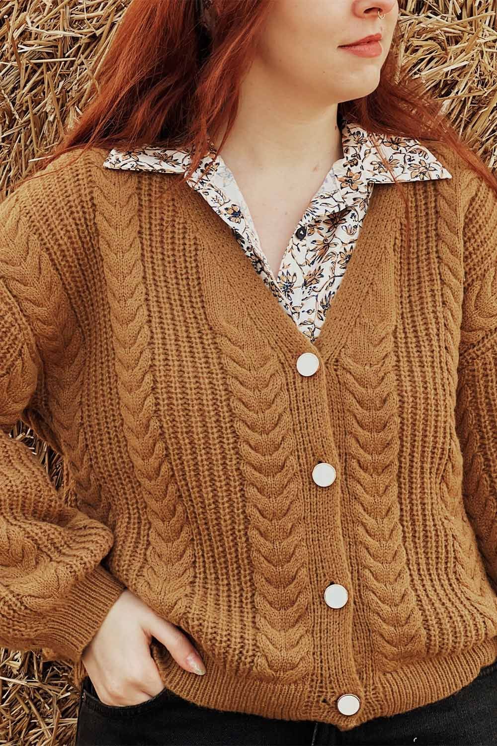 Jeannine | Knitted Caramel Cardigan sold by Boutique 1861 product image thumbnail 2