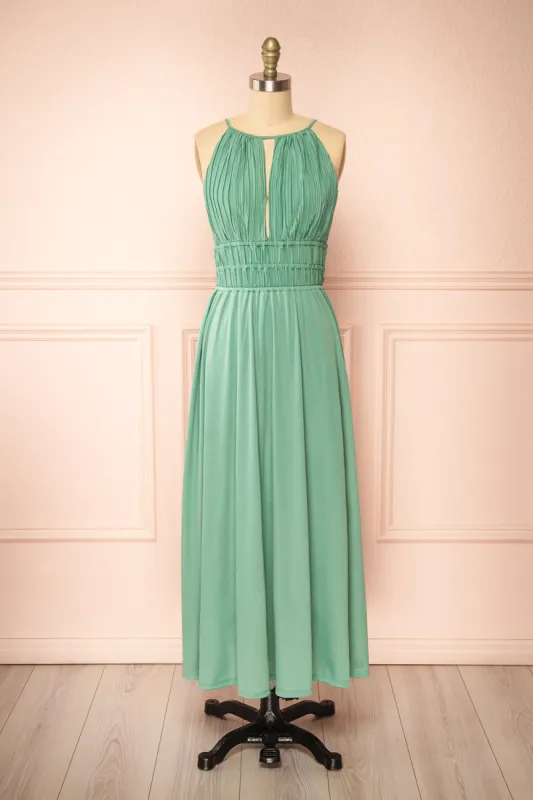 Dovie Mint | Midi Dress w/ Pleated Bodice sold by Boutique 1861