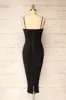 Venise Black | Fitted Ruched Midi Dress w/ Bustier Bodice sold by Boutique 1861