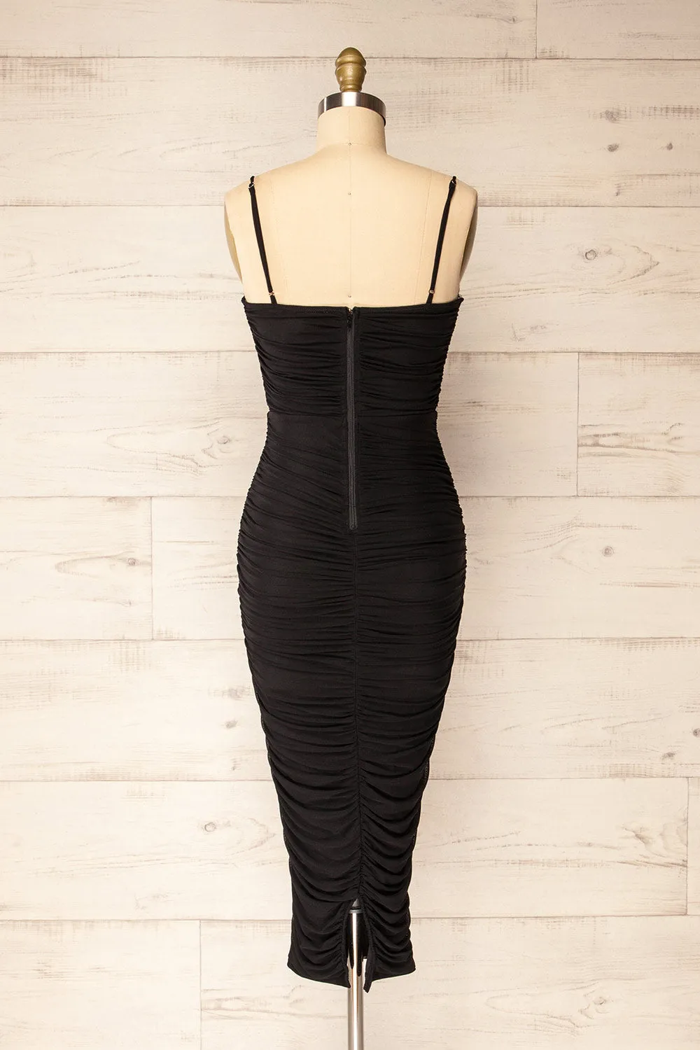Venise Black | Fitted Ruched Midi Dress w/ Bustier Bodice sold by Boutique 1861 product image thumbnail 5