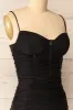 Venise Black | Fitted Ruched Midi Dress w/ Bustier Bodice sold by Boutique 1861