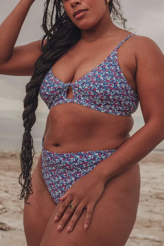 Chinsali Floral Blue | Bikini Top w/ Cut-Out sold by Boutique 1861