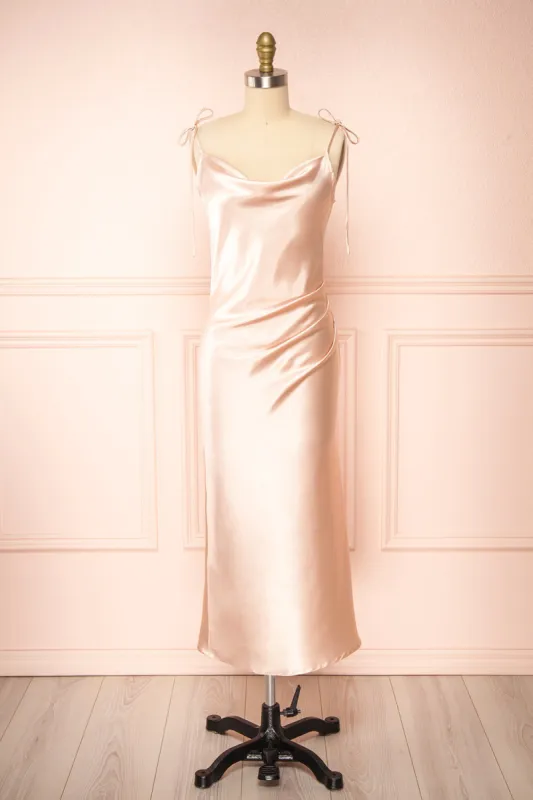 Elyse Blush | Cowl Neck Midi Dress sold by Boutique 1861