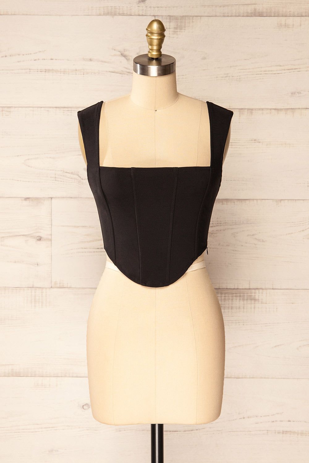 Macon | Black Corset Crop Top sold by Boutique 1861