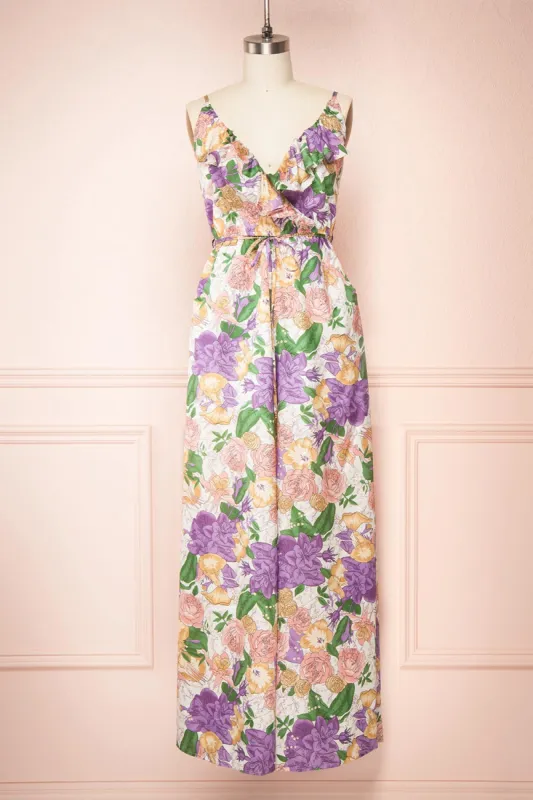Prospepine | Wide-Leg Floral Jumpsuit w/ V-Neck sold by Boutique 1861