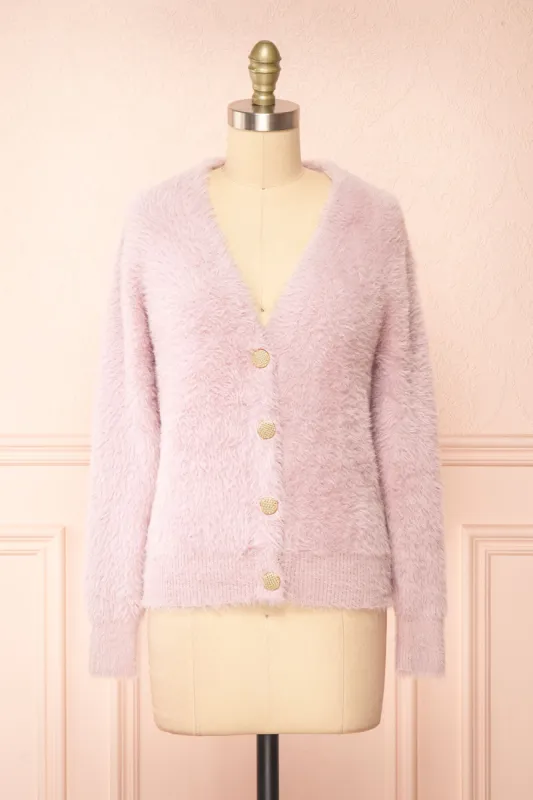 Leni Mauve | Fuzzy Cardigan sold by Boutique 1861