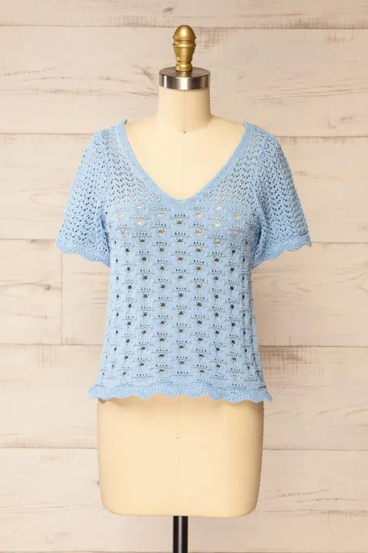 Doleen Blue | Short Sleeve Knit T-Shirt sold by Boutique 1861