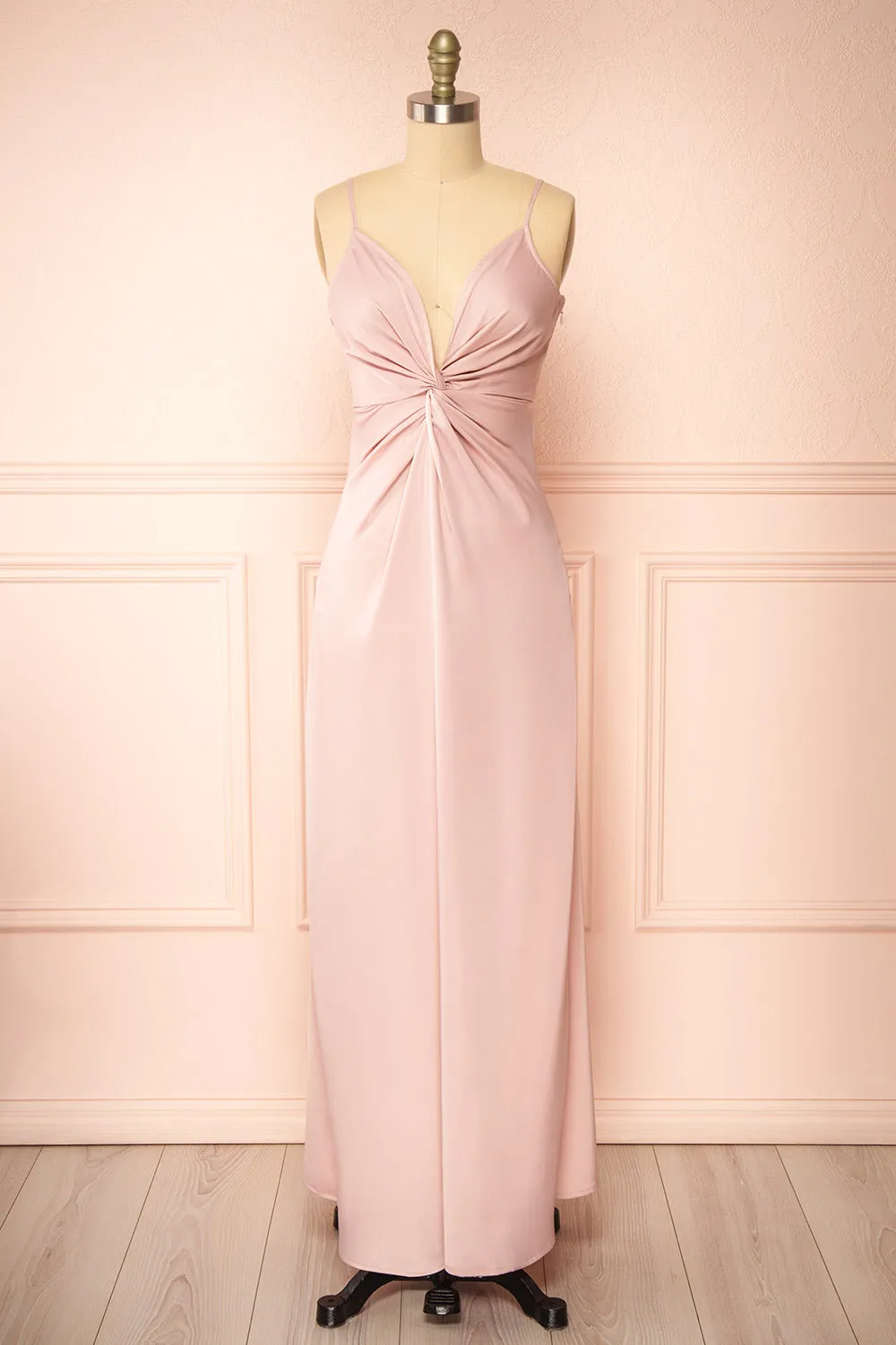 Deborah | Maxi Pink Dress w/ Deep Neckline sold by Boutique 1861