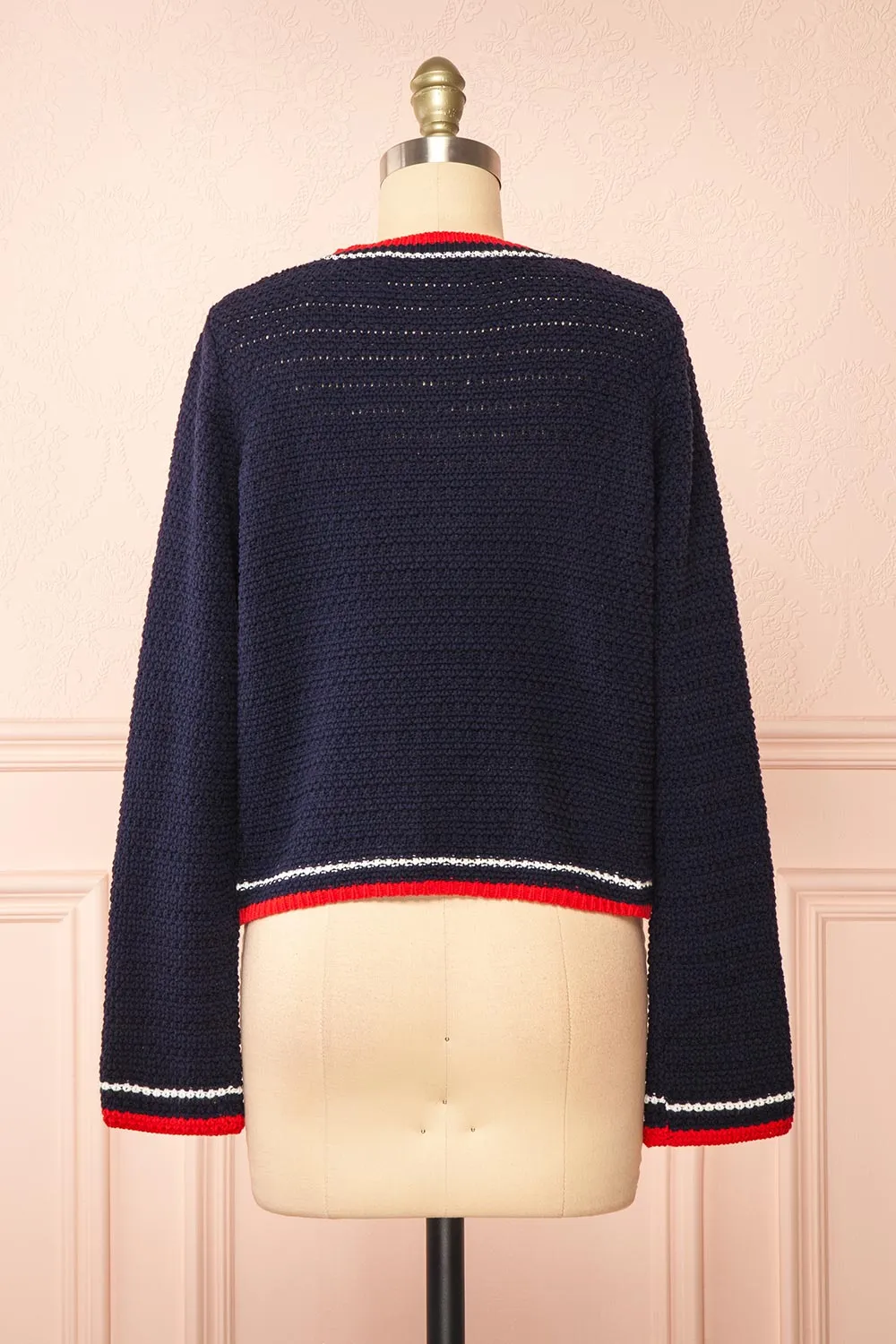 Narvella | Navy Knit Cardigan w/ Golden Buttons sold by Boutique 1861 product image thumbnail 5