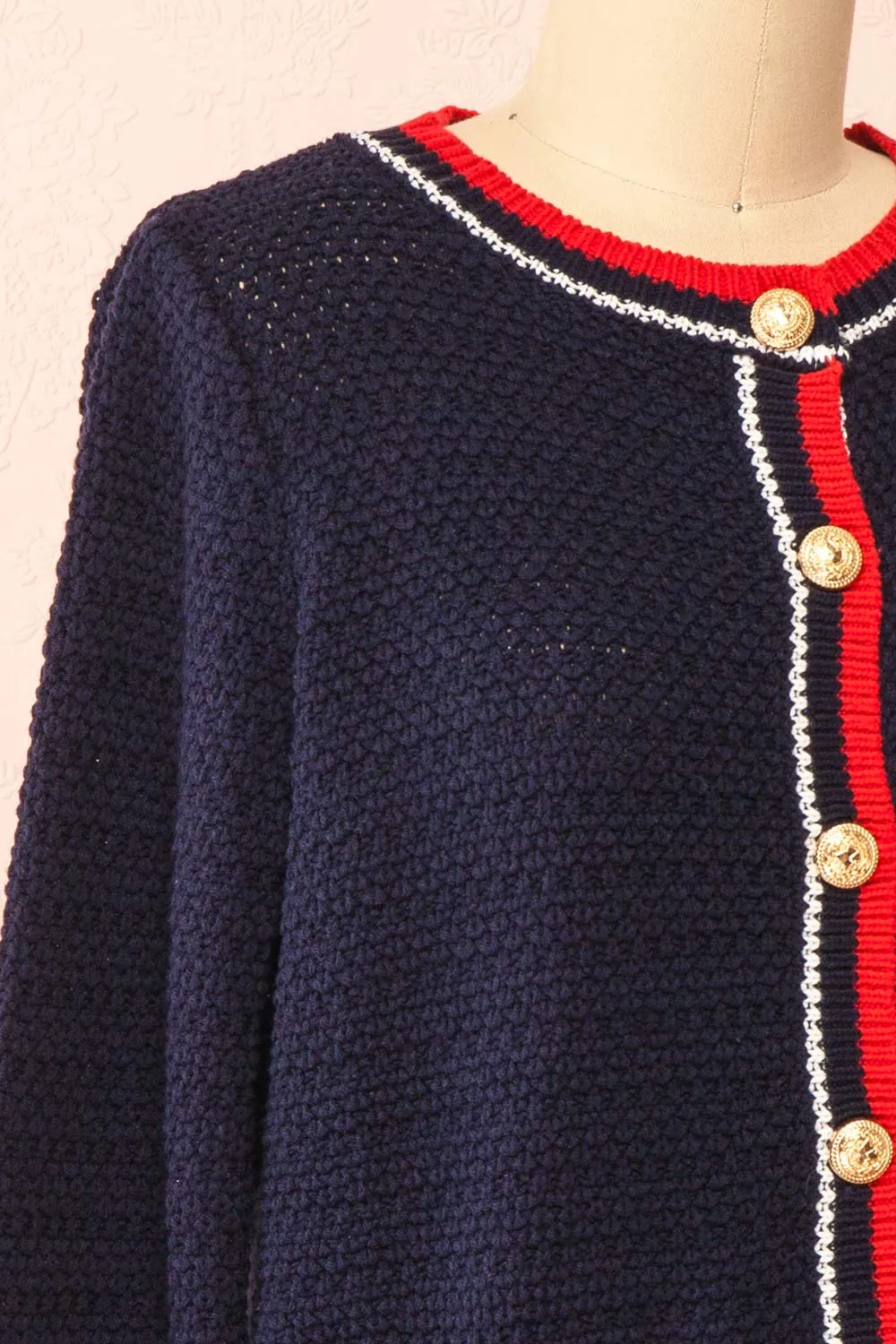Narvella | Navy Knit Cardigan w/ Golden Buttons sold by Boutique 1861 product image thumbnail 4