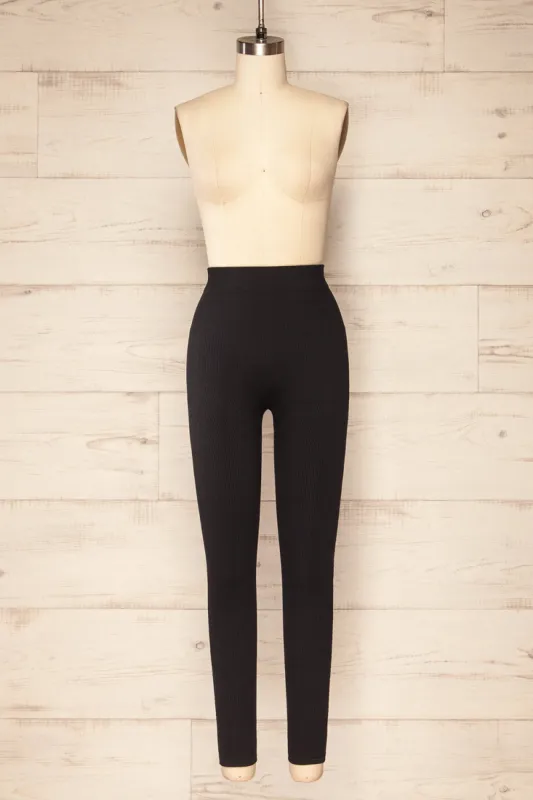 Lexington | Black High-Waisted Ribbed Leggings sold by Boutique 1861