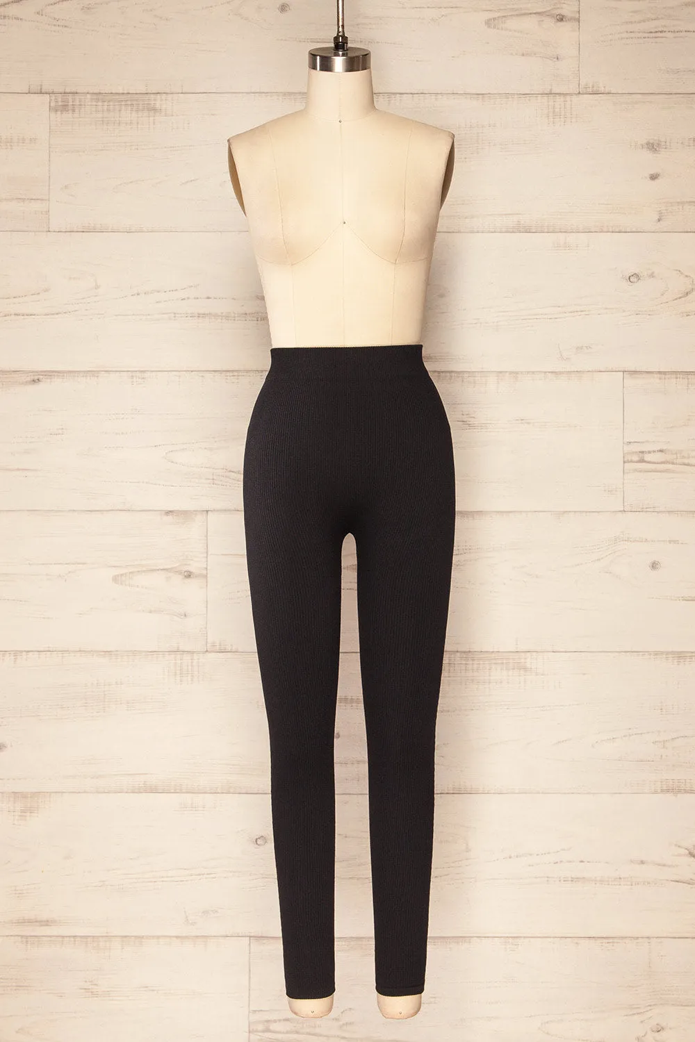 Lexington | Black High-Waisted Ribbed Leggings sold by Boutique 1861
