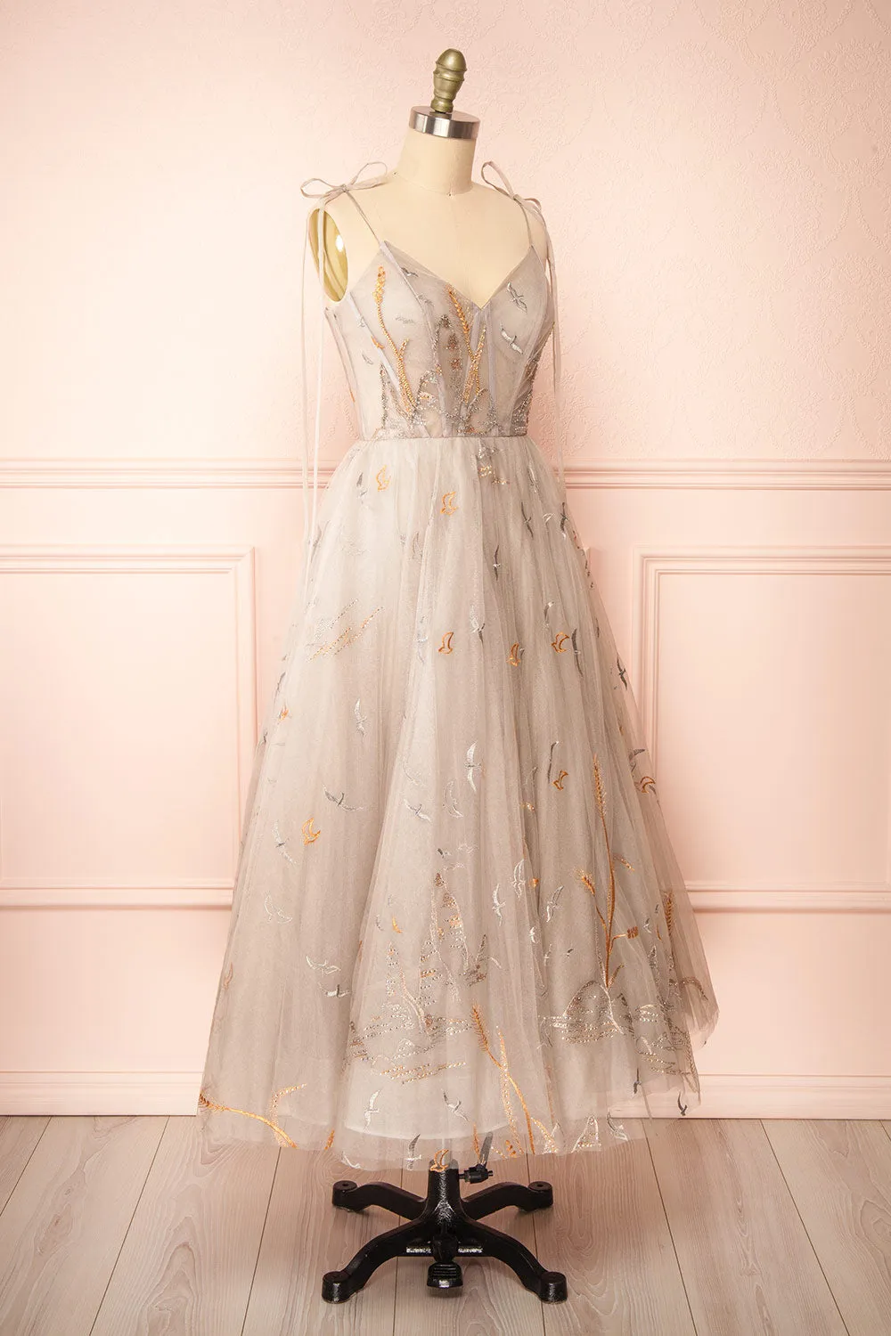 Ksenia | A-Line Midi Dress w/ Bird Embroidery sold by Boutique 1861 product image thumbnail 3