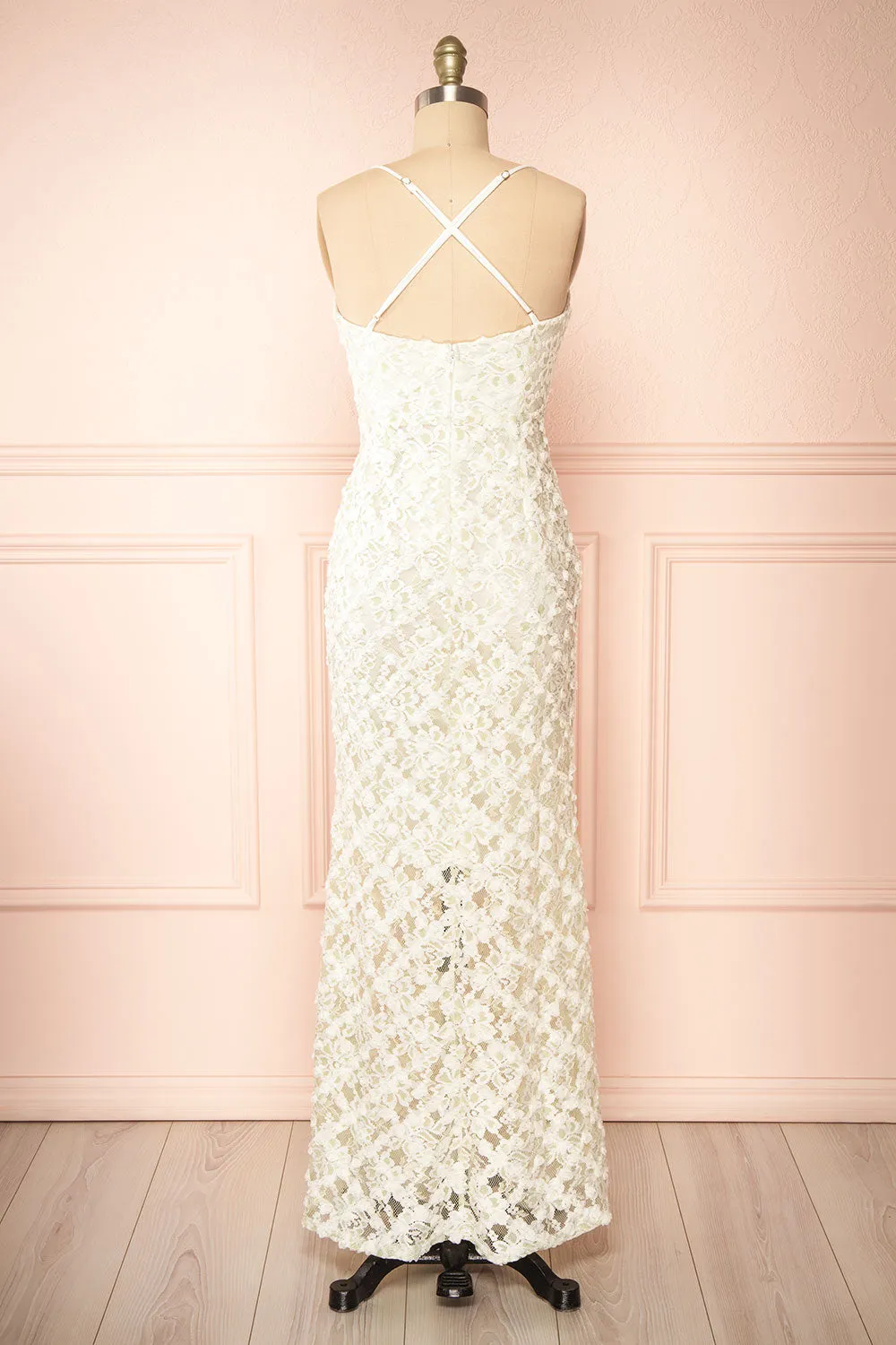 Marania | White & Green Floral Lace Dress sold by Boutique 1861 product image thumbnail 5