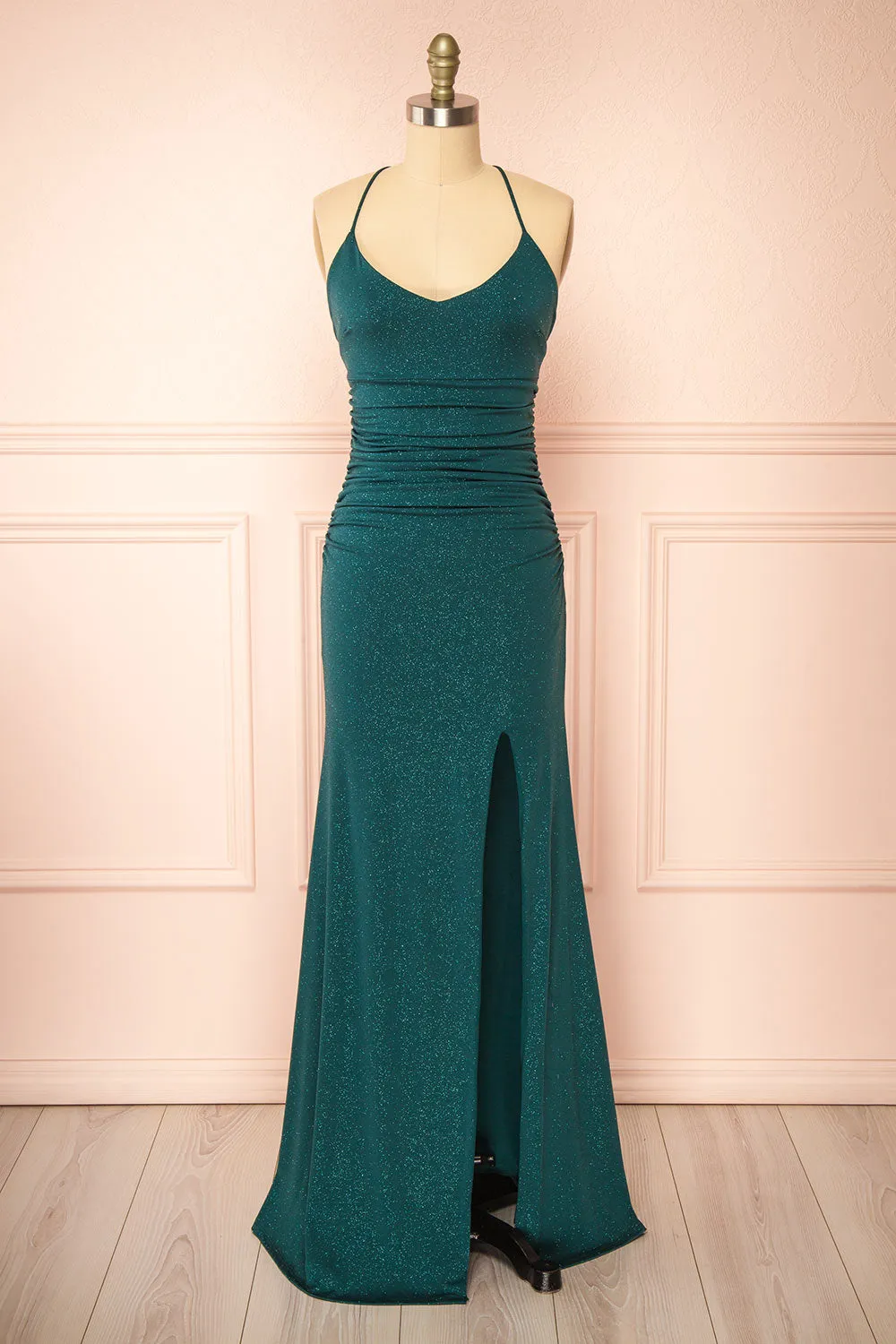 Samira Green | Sparkly Mermaid Maxi Dress with Slit sold by Boutique 1861