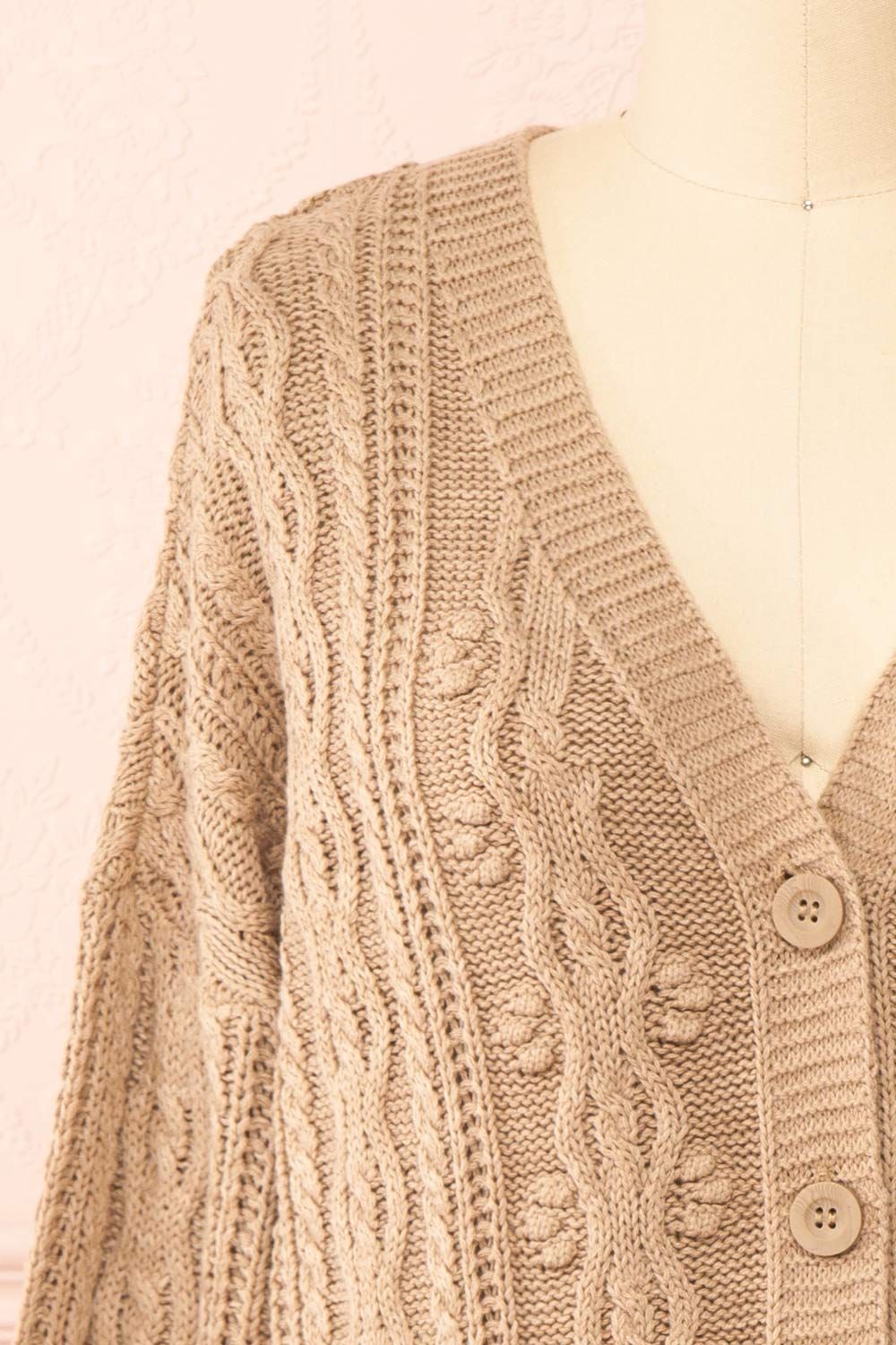 Akao Taupe | Cable Knit Cardigan sold by Boutique 1861 product image thumbnail 2