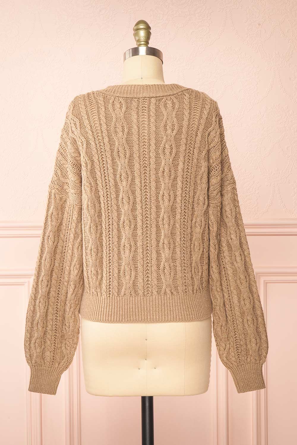 Akao Taupe | Cable Knit Cardigan sold by Boutique 1861 product image thumbnail 5