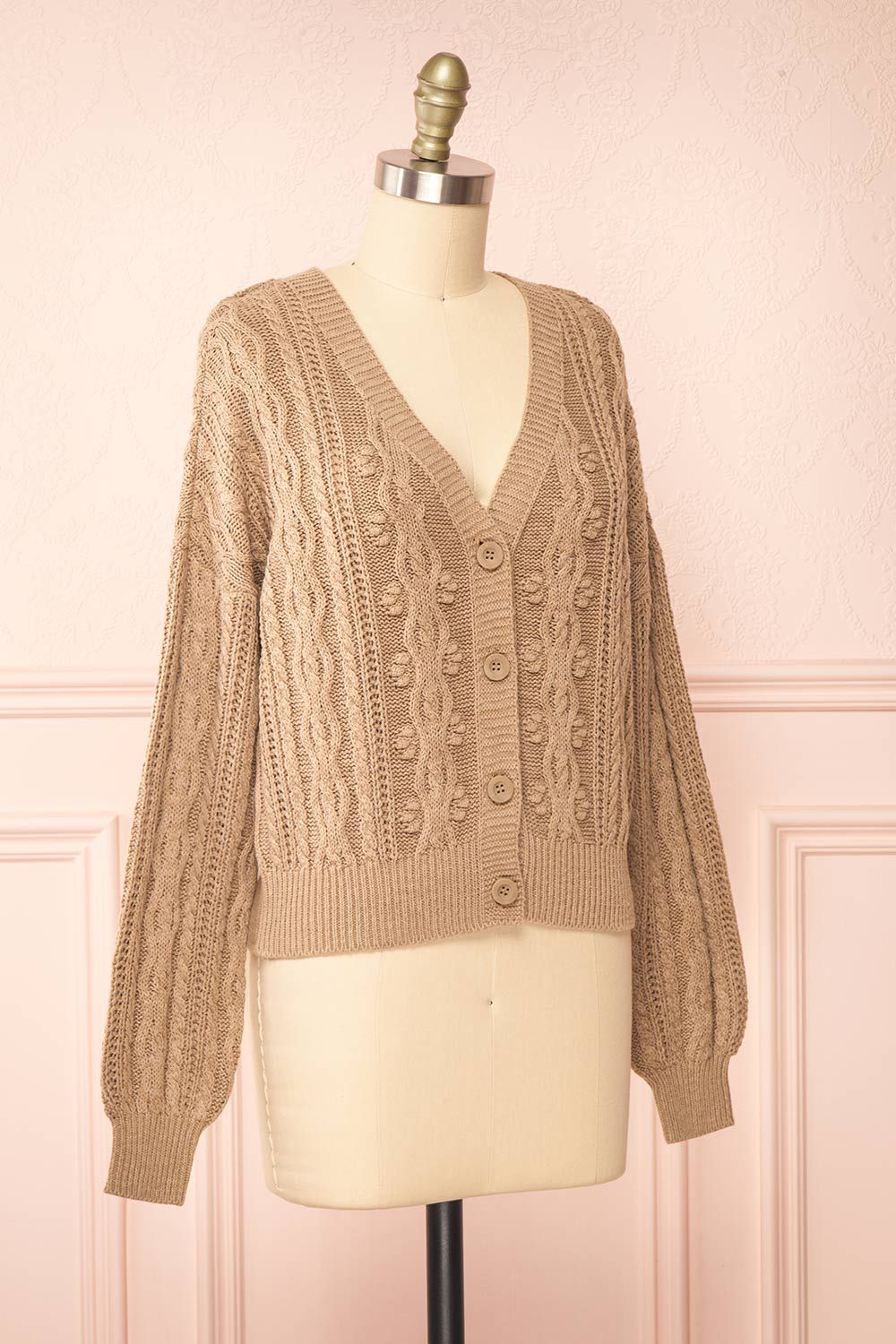 Akao Taupe | Cable Knit Cardigan sold by Boutique 1861 product image thumbnail 3