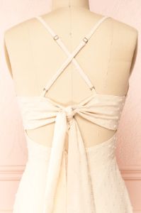 Keila | Asymmetrical Beige Midi Dress sold by Boutique 1861