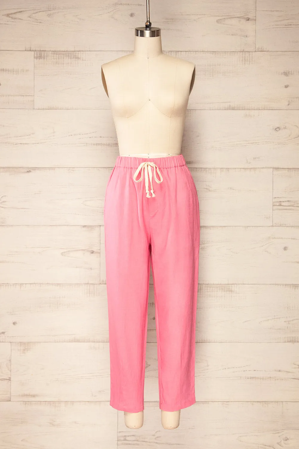 Trincao Pink | Linen Pants with Drawstrings sold by Boutique 1861