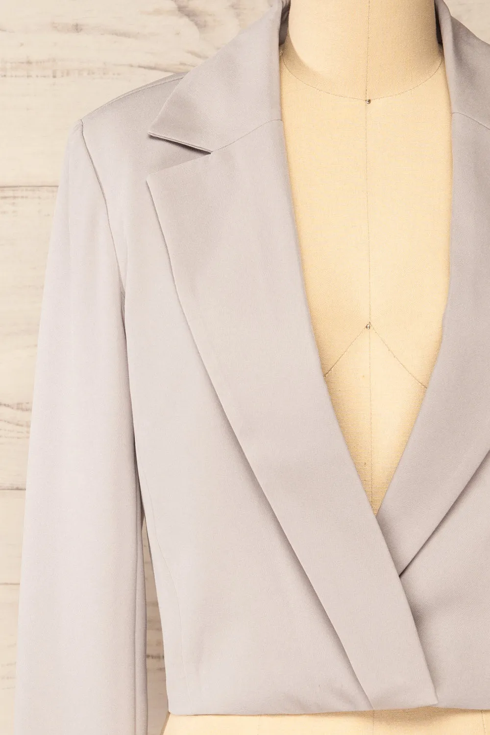 Alcorcon Grey | Cropped Blazer w/ Notched Lapels sold by Boutique 1861 product image thumbnail 2