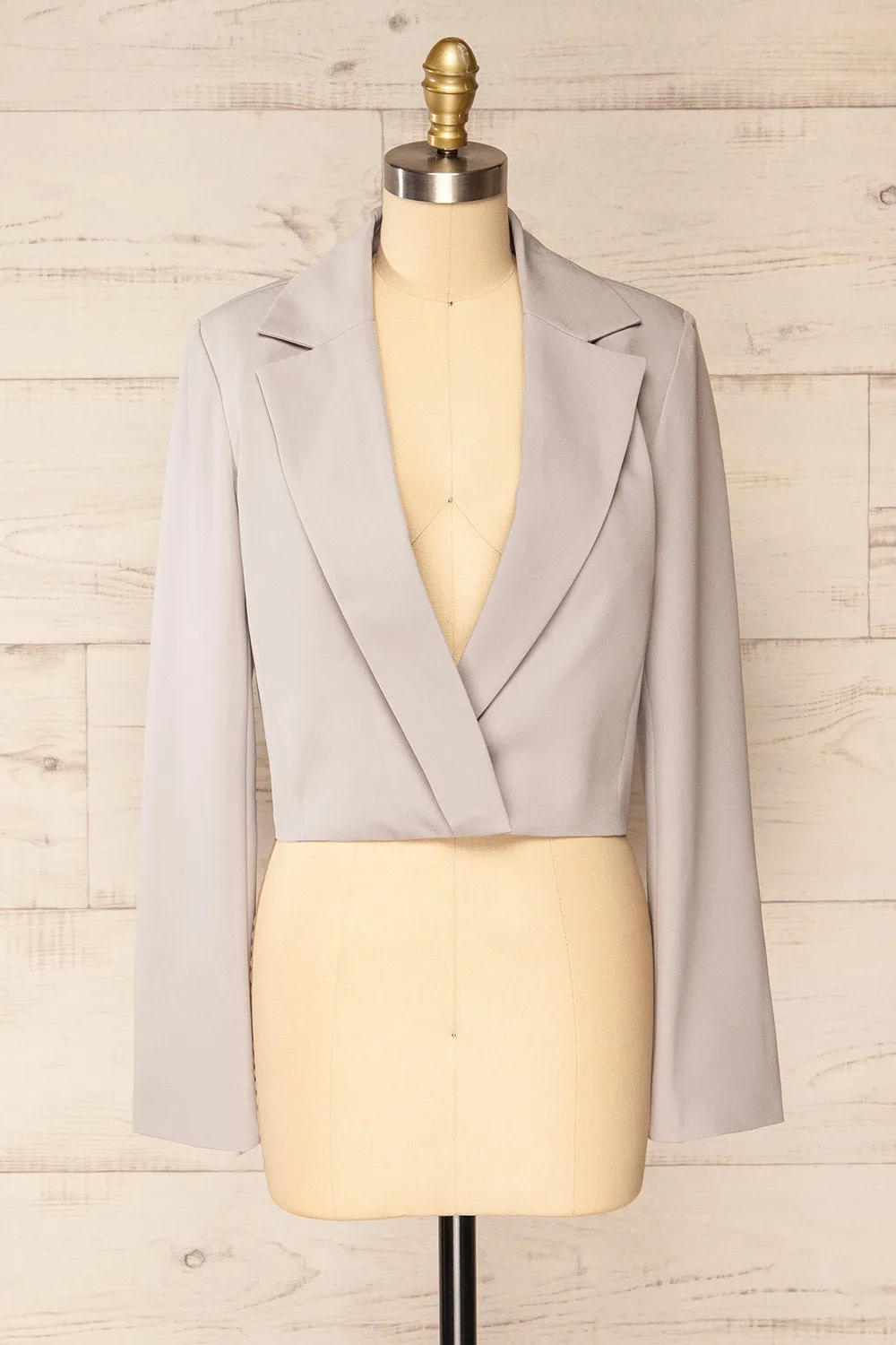 Alcorcon Grey | Cropped Blazer w/ Notched Lapels sold by Boutique 1861