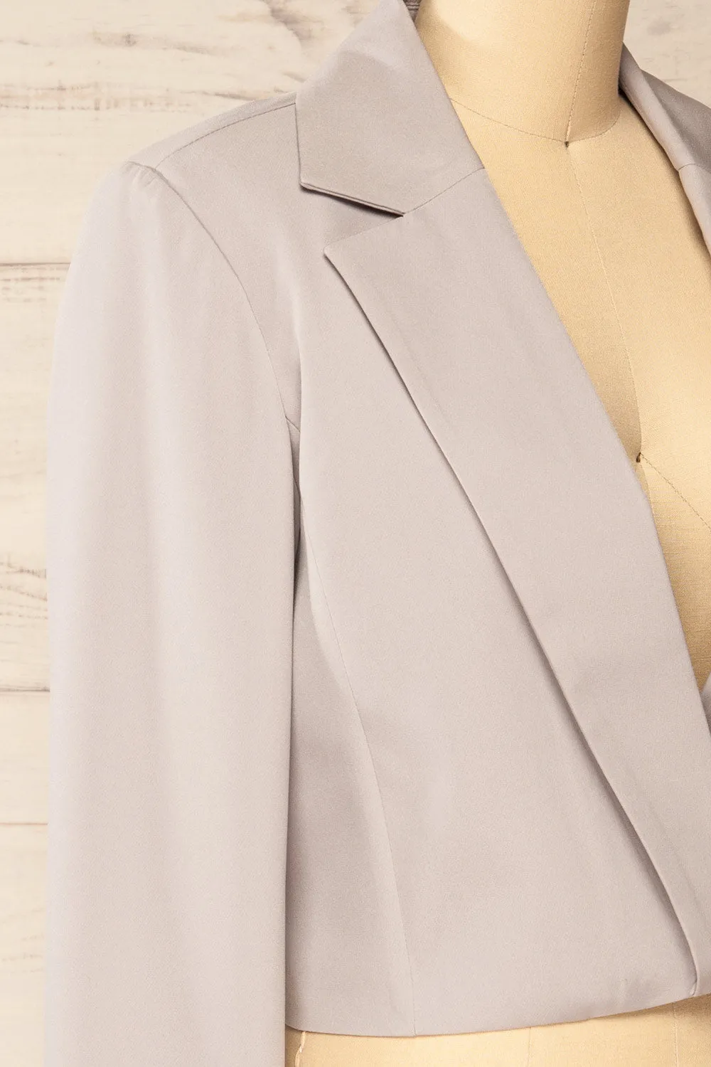Alcorcon Grey | Cropped Blazer w/ Notched Lapels sold by Boutique 1861 product image thumbnail 4