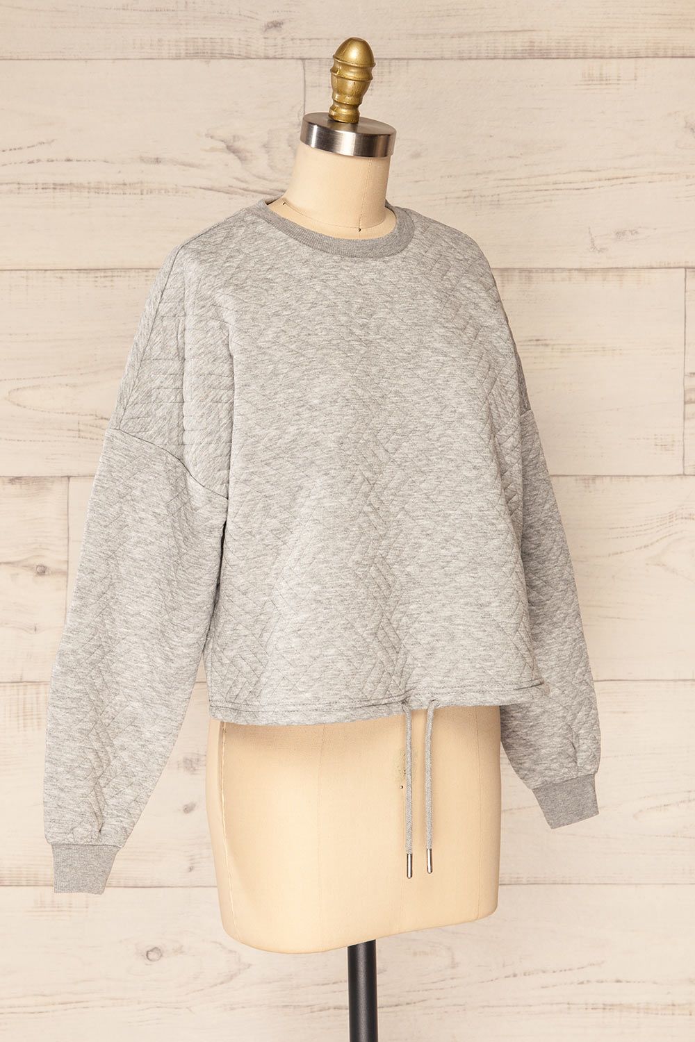 Paris Grey | Cropped Sweater w/ Drawstring sold by Boutique 1861 product image thumbnail 3