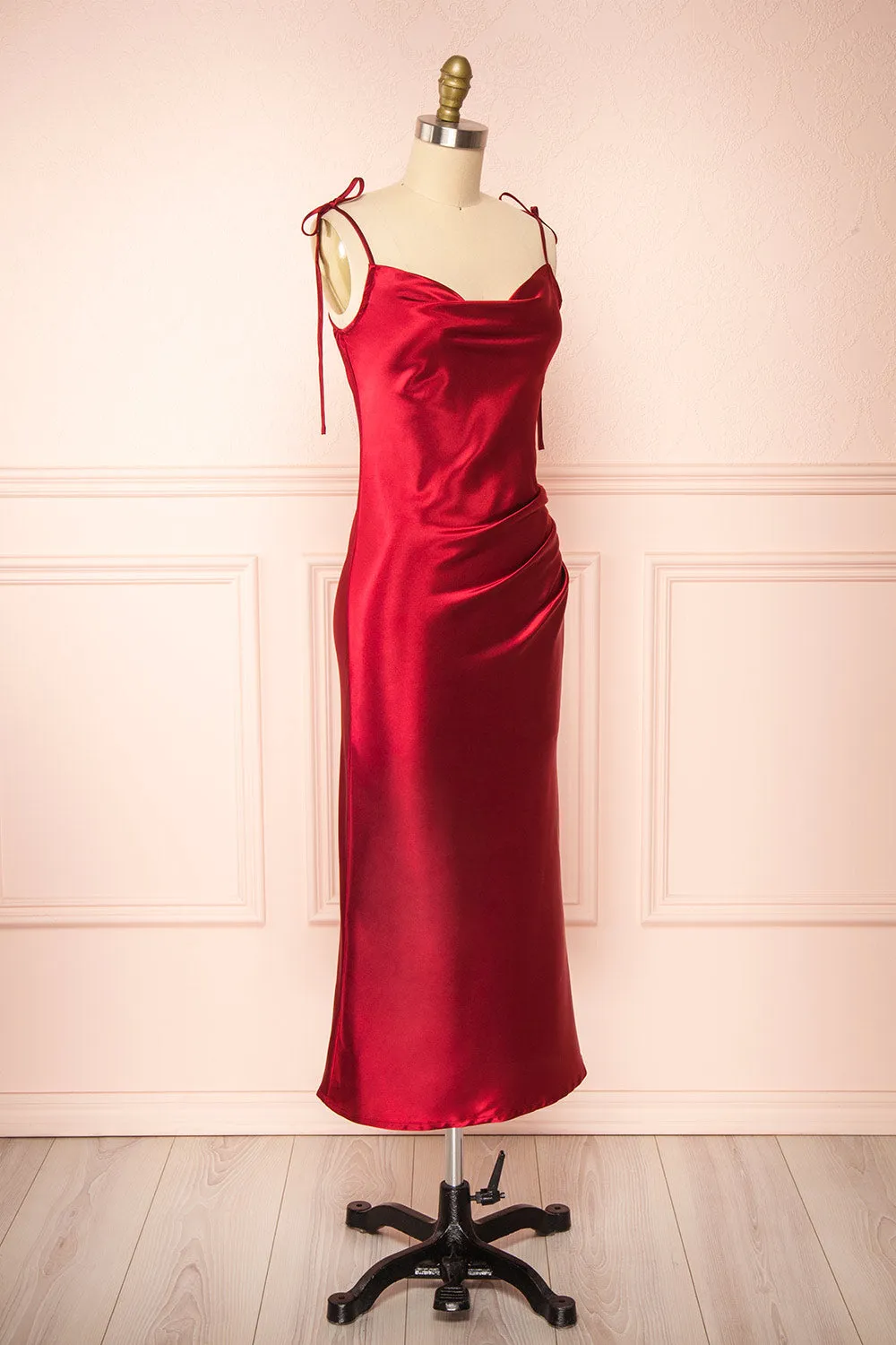 Elyse Burgundy | Cowl Neck Midi Dress sold by Boutique 1861 product image thumbnail 5