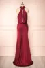 Jinny Burgundy | Satin Halter Maxi Dress sold by Boutique 1861