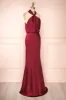 Jinny Burgundy | Satin Halter Maxi Dress sold by Boutique 1861