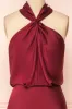 Jinny Burgundy | Satin Halter Maxi Dress sold by Boutique 1861