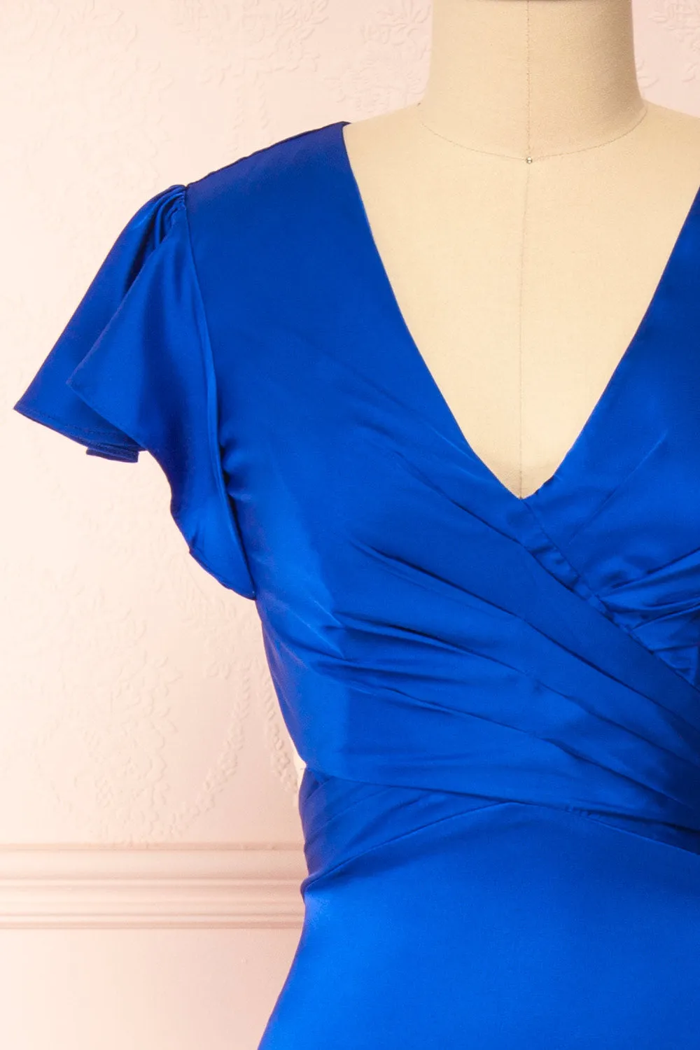 Eirlys Blue | Asymmetrical Satin Dress w/ Ruffles sold by Boutique 1861 product image thumbnail 3