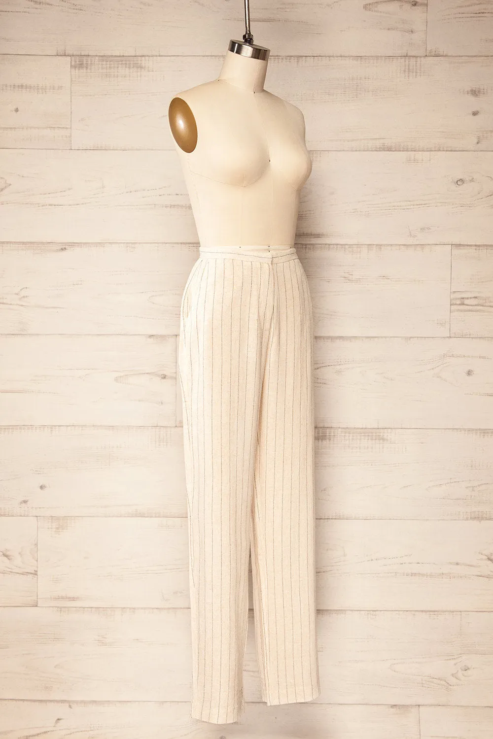 Juneau | Beige Striped Linen Pants sold by Boutique 1861 product image thumbnail 4
