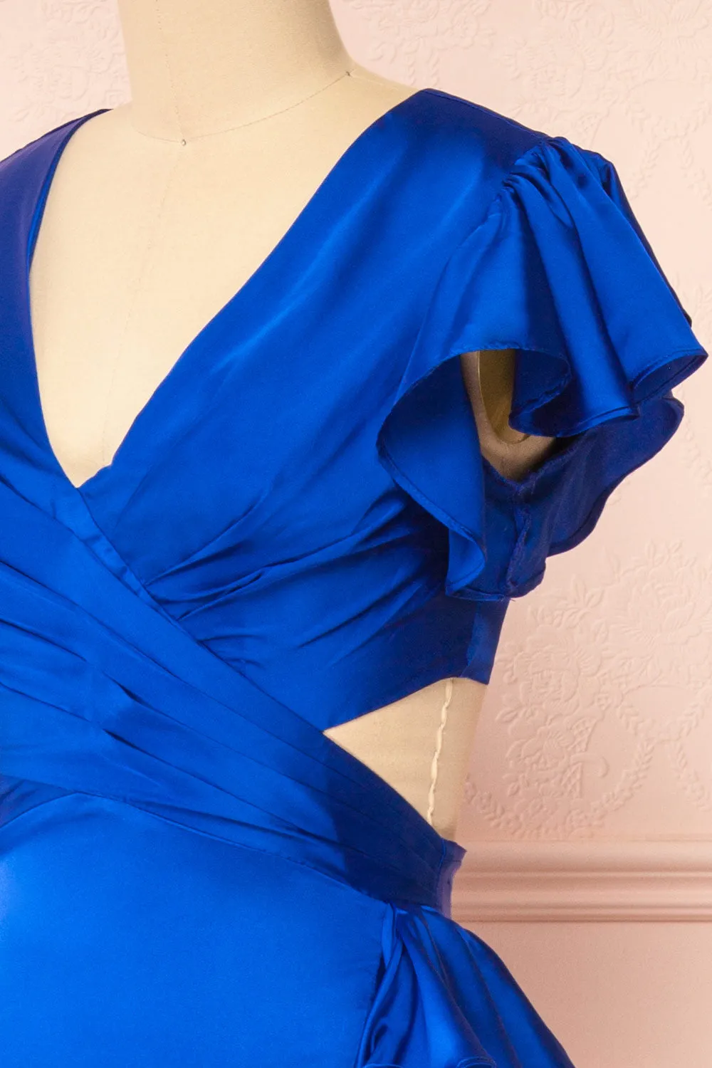 Eirlys Blue | Asymmetrical Satin Dress w/ Ruffles sold by Boutique 1861 product image thumbnail 5