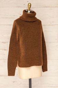 Kolono Brown | Melange Knit Turtleneck Sweater sold by Boutique 1861