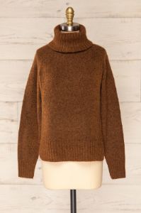 Kolono Brown | Melange Knit Turtleneck Sweater sold by Boutique 1861