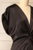 Bossie Black | Long Satin Dress w/ Knot Effect sold by Boutique 1861