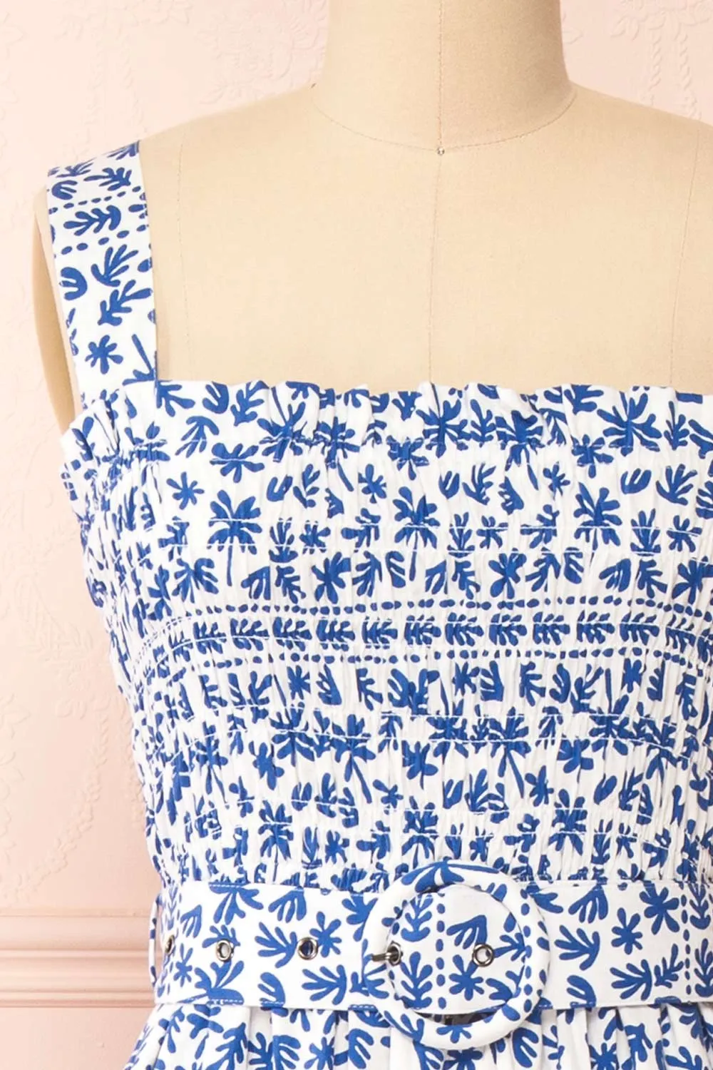 Orbis | Midi Patterned Blue Dress w/ Ruched Bust sold by Boutique 1861 product image thumbnail 3