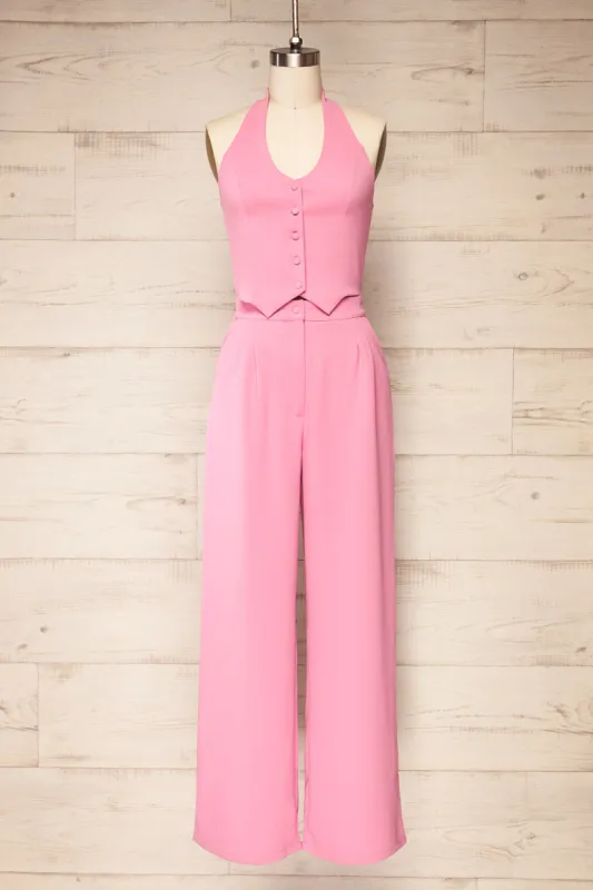 Ramses Pink | Jumpsuit w/ Halter-Neck Vest Top sold by Boutique 1861