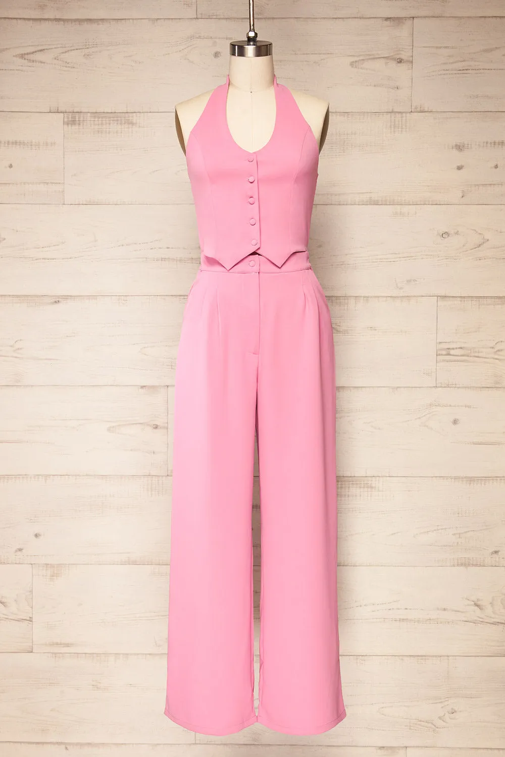 Ramses Pink | Jumpsuit w/ Halter-Neck Vest Top sold by Boutique 1861