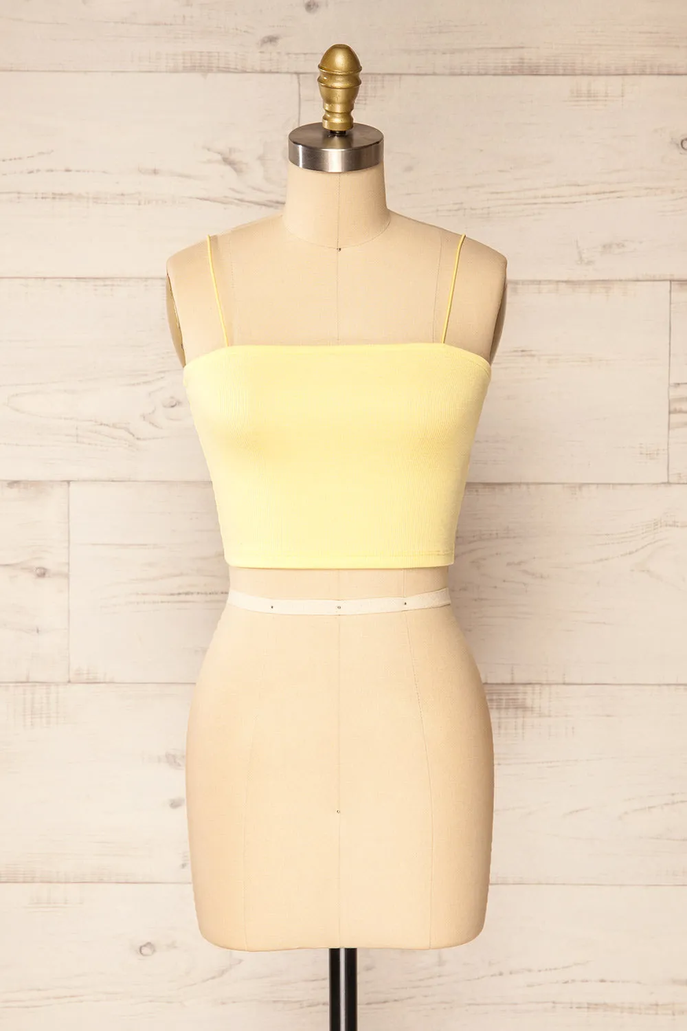Rimini Yellow | Cropped Ribbed Cami sold by Boutique 1861