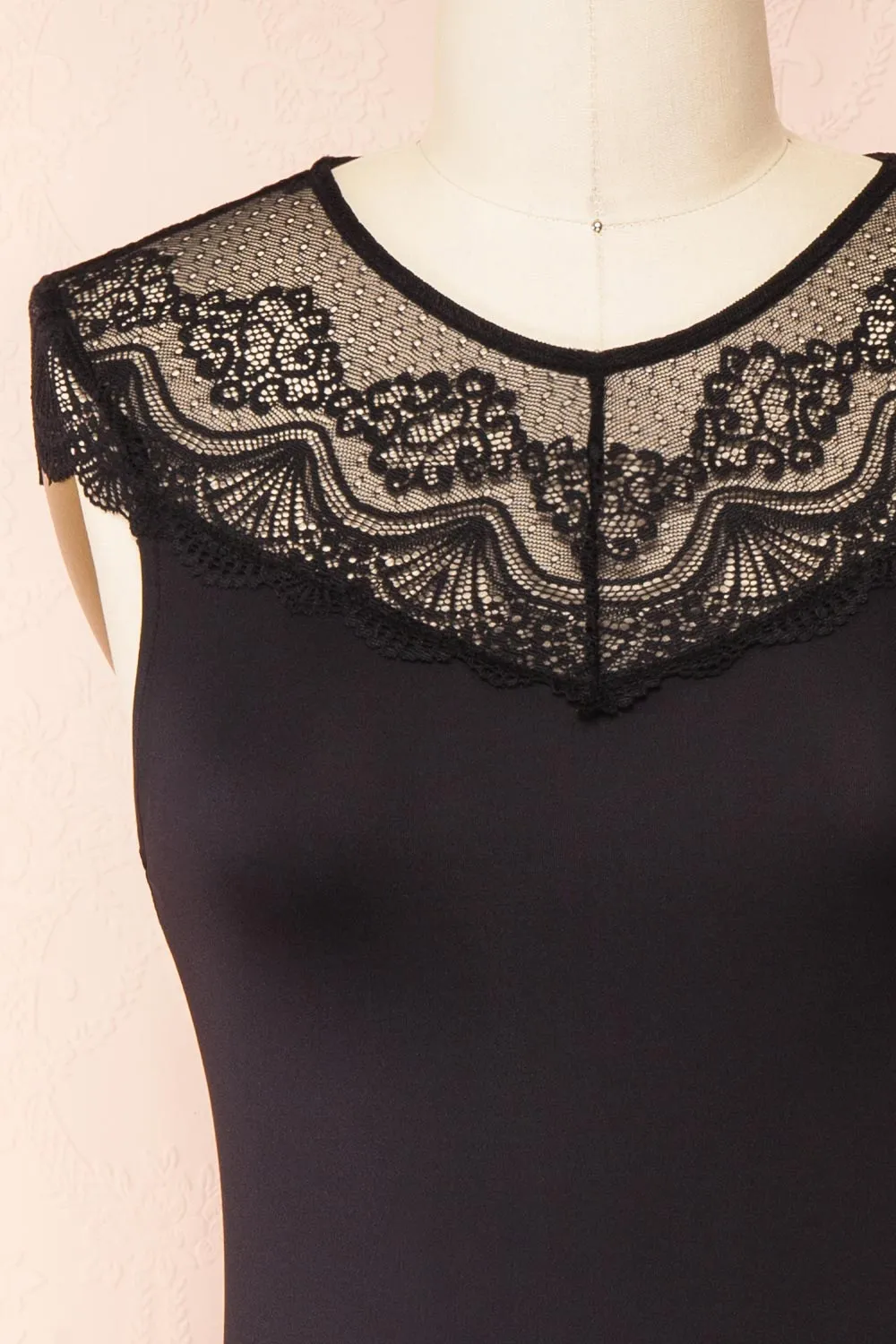 Gracida | Black Bodysuit w/ Lace Neckline sold by Boutique 1861 product image thumbnail 2
