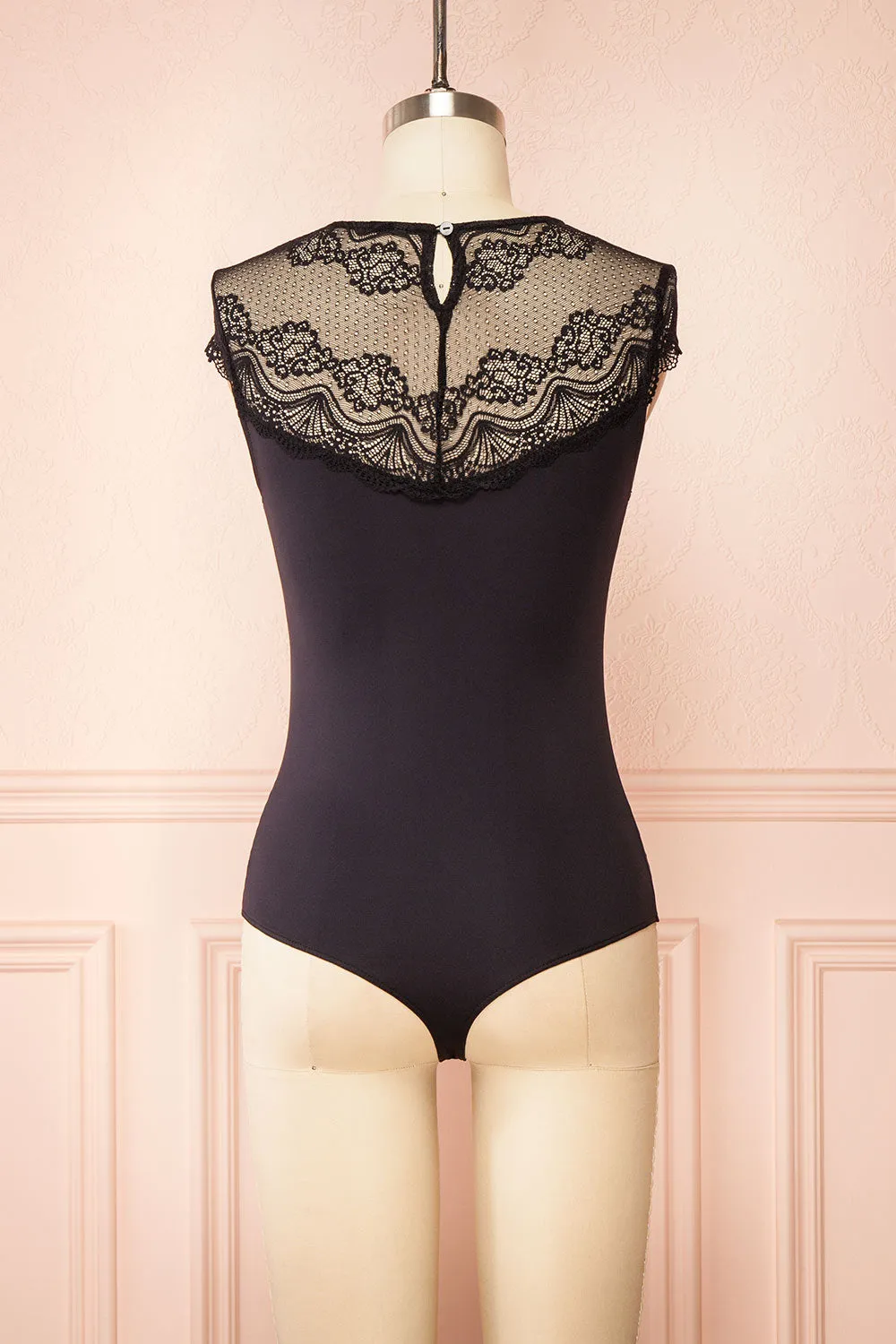 Gracida | Black Bodysuit w/ Lace Neckline sold by Boutique 1861 product image thumbnail 5